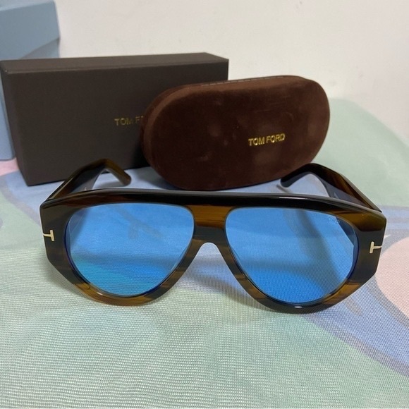 Tom Ford Brown Sunglasses with Blue Lenses main image 4